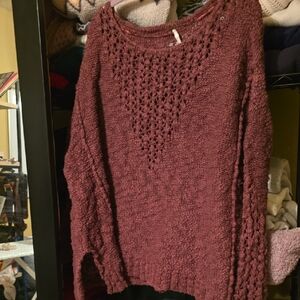Free People Women's Burgundy Sweater